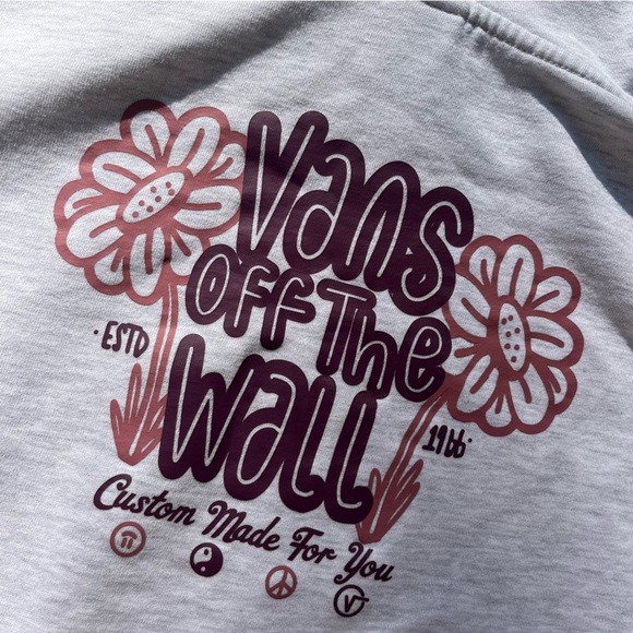 Vans Grey Hoodie Pink Floral Pattern Small - Picture 7 of 8